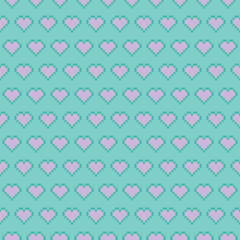 Seamless Pixel Heart Pattern Swatch vector