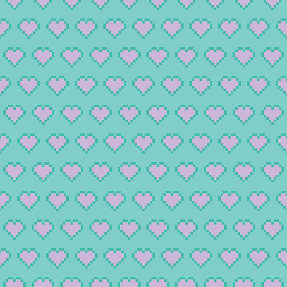 Seamless Pixel Heart Pattern Swatch vector