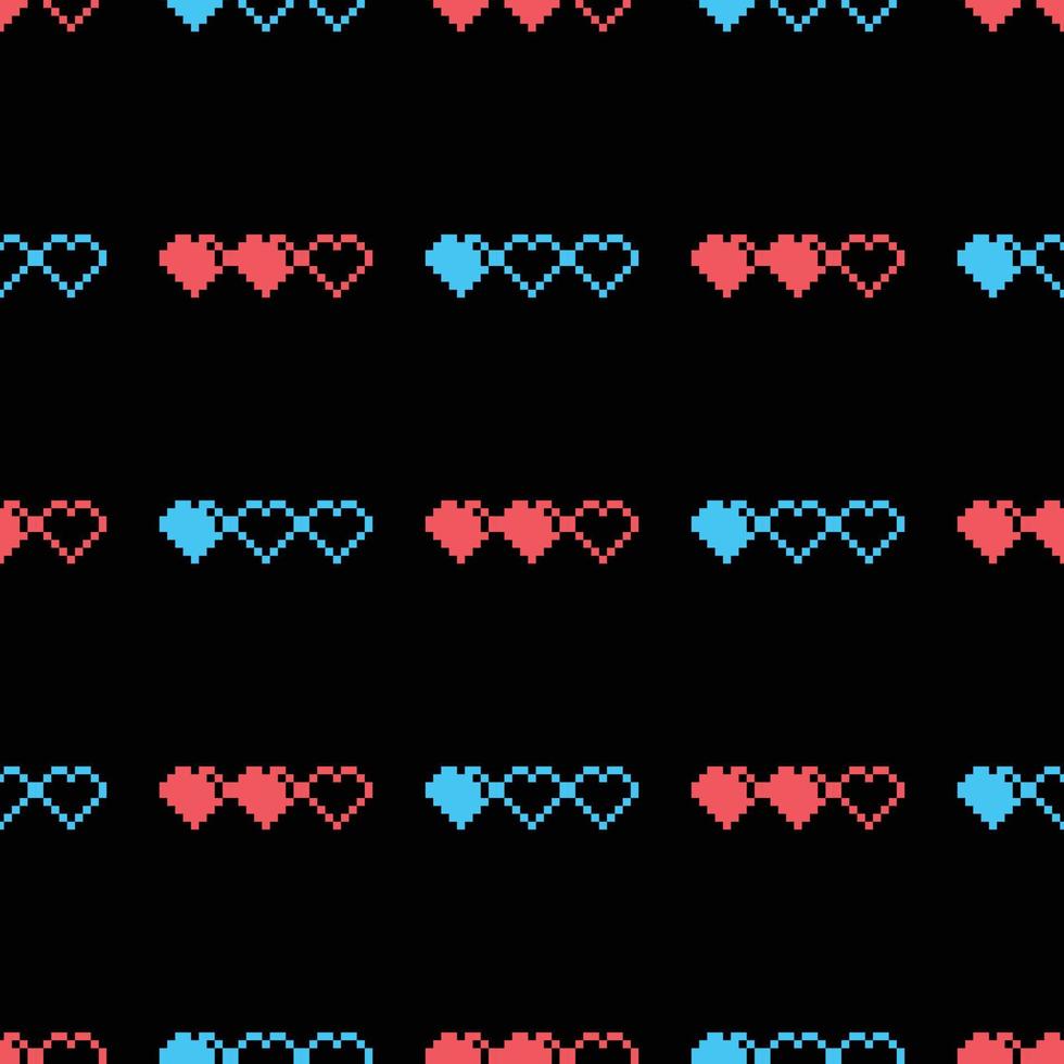 Seamless Pixel Heart Pattern Swatch vector