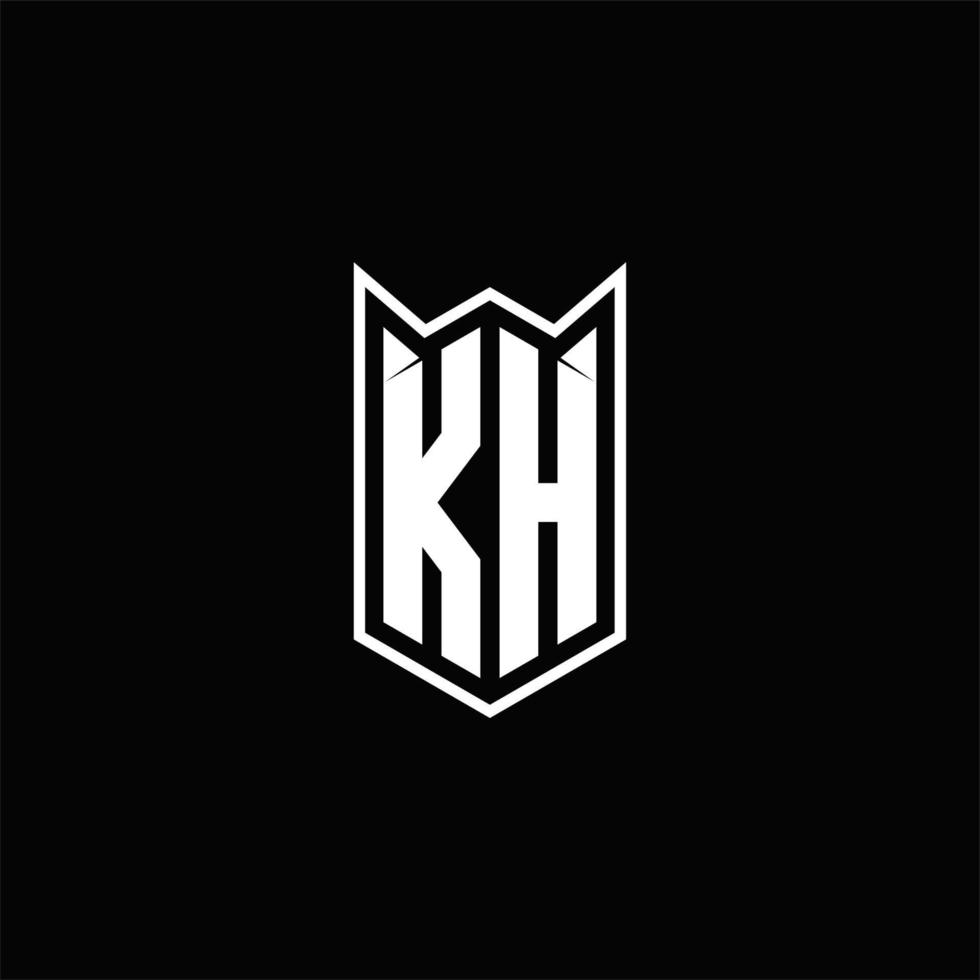 KH Logo monogram with shield shape designs template vector