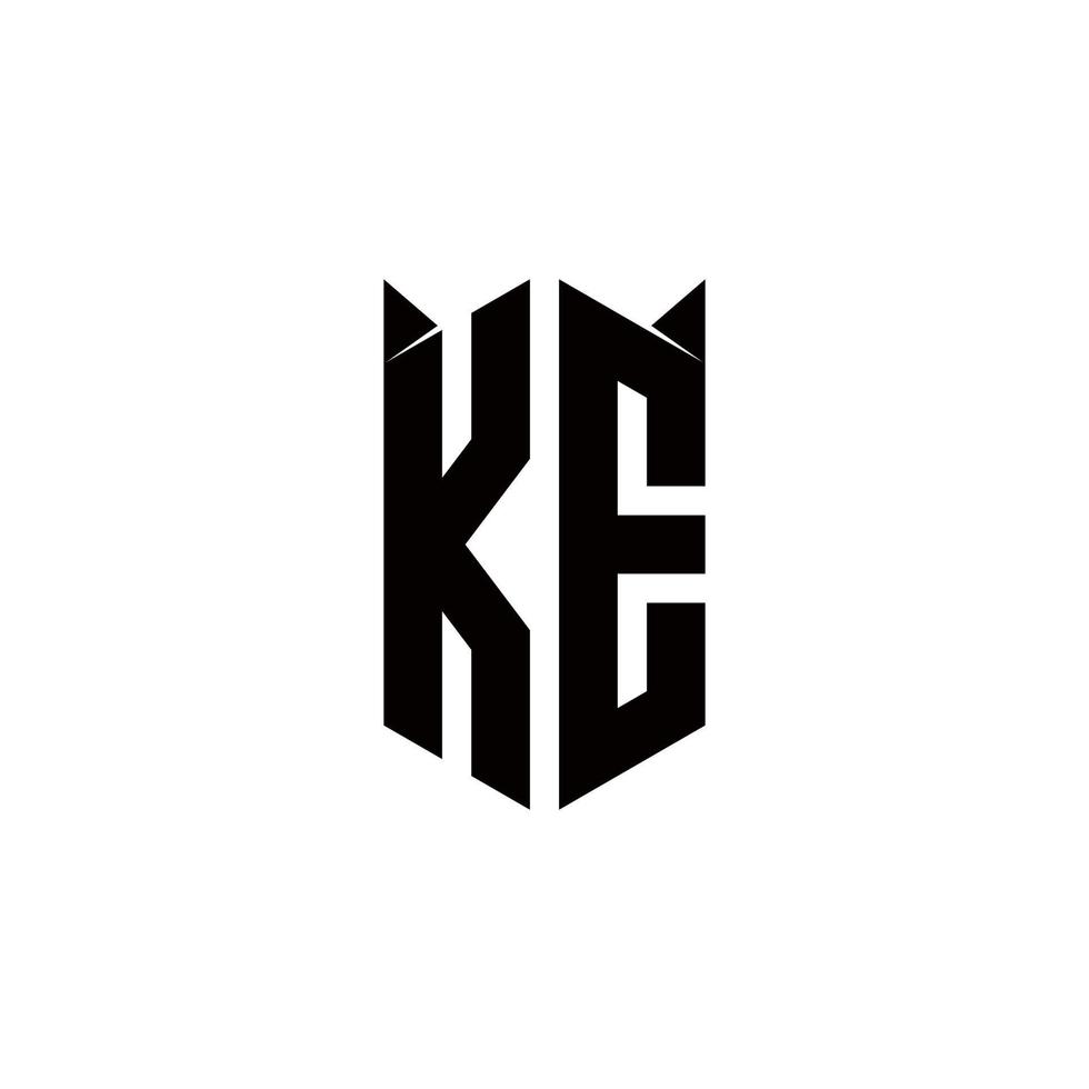 KE Logo monogram with shield shape designs template vector