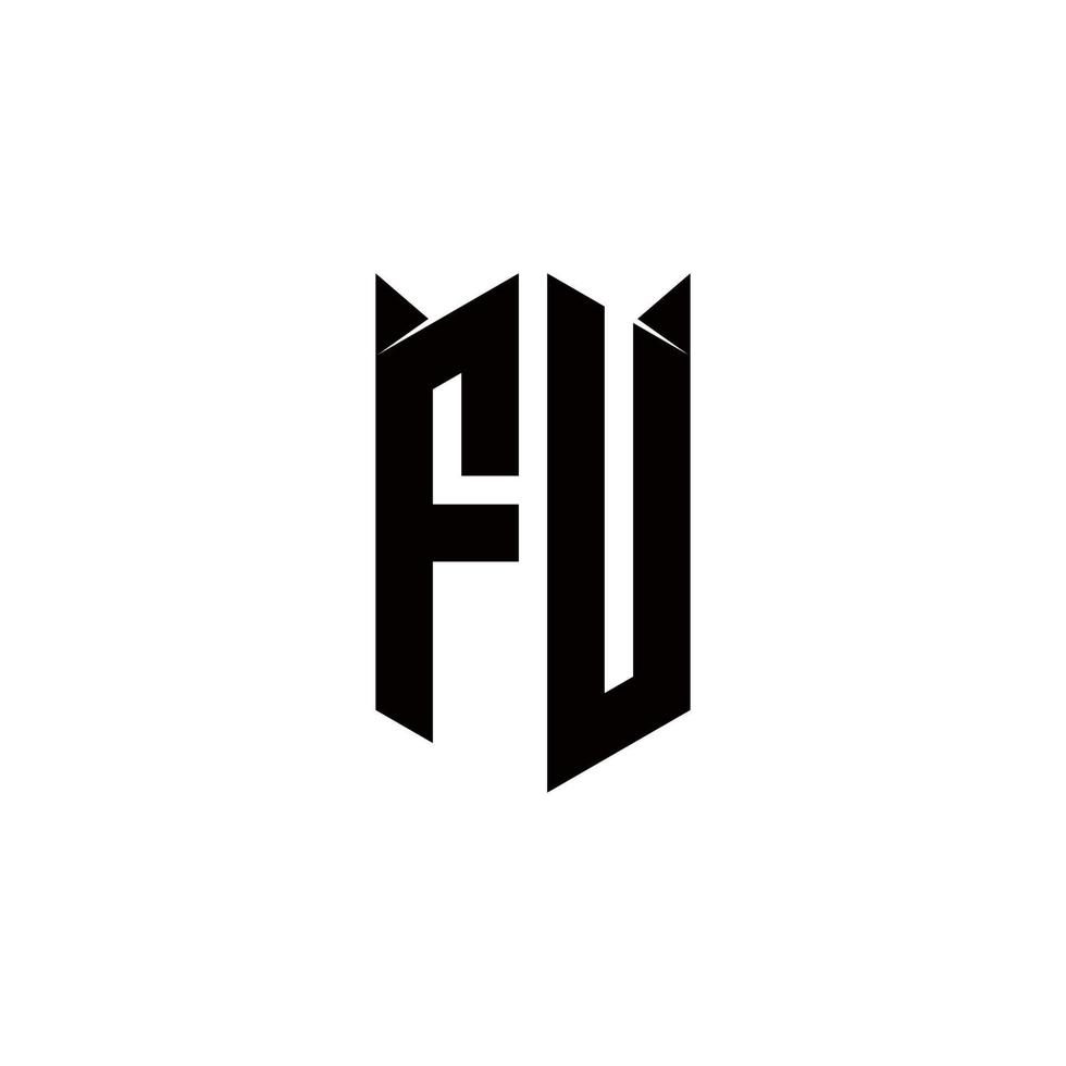 FU Logo monogram with shield shape designs template vector