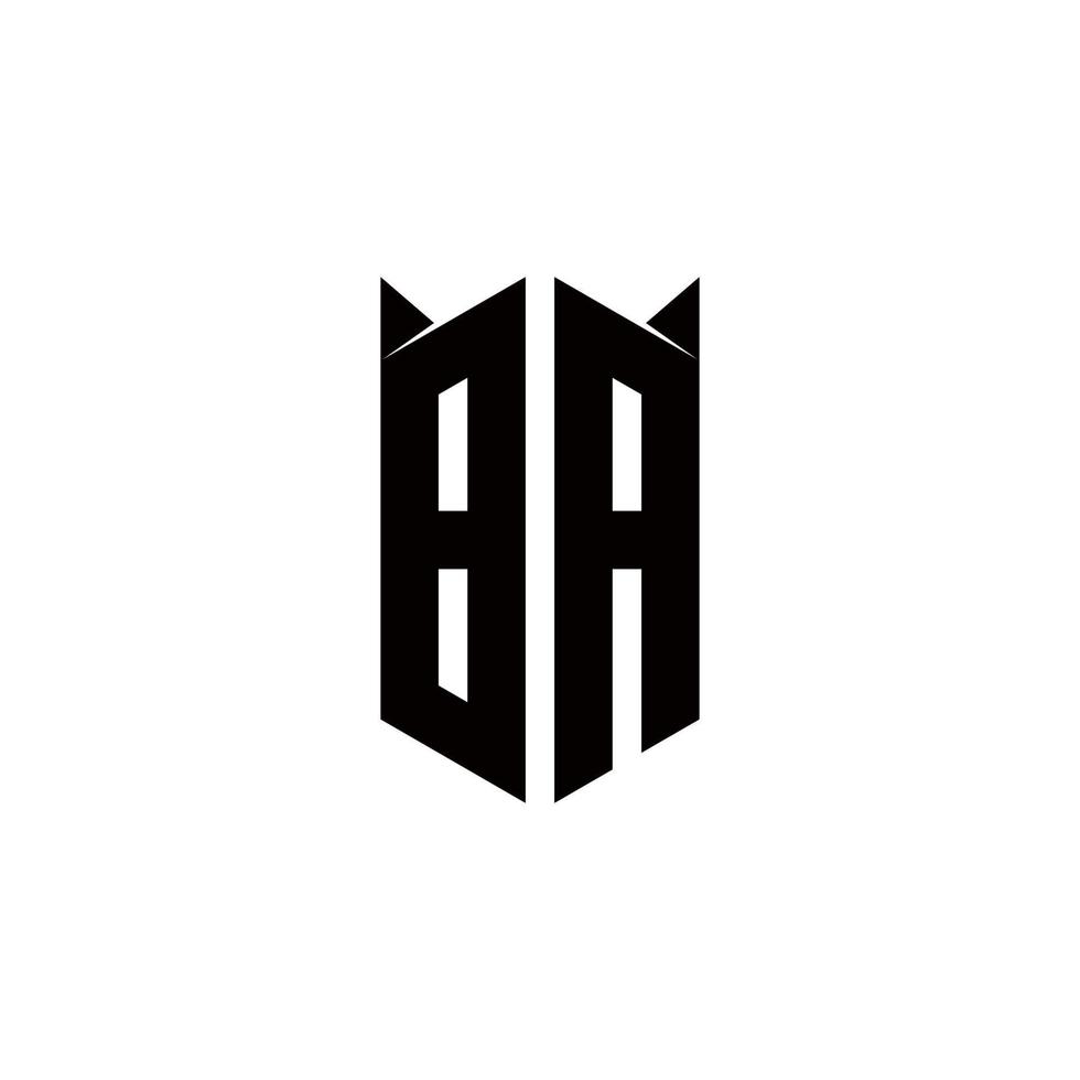 BA Logo monogram with shield shape designs template vector