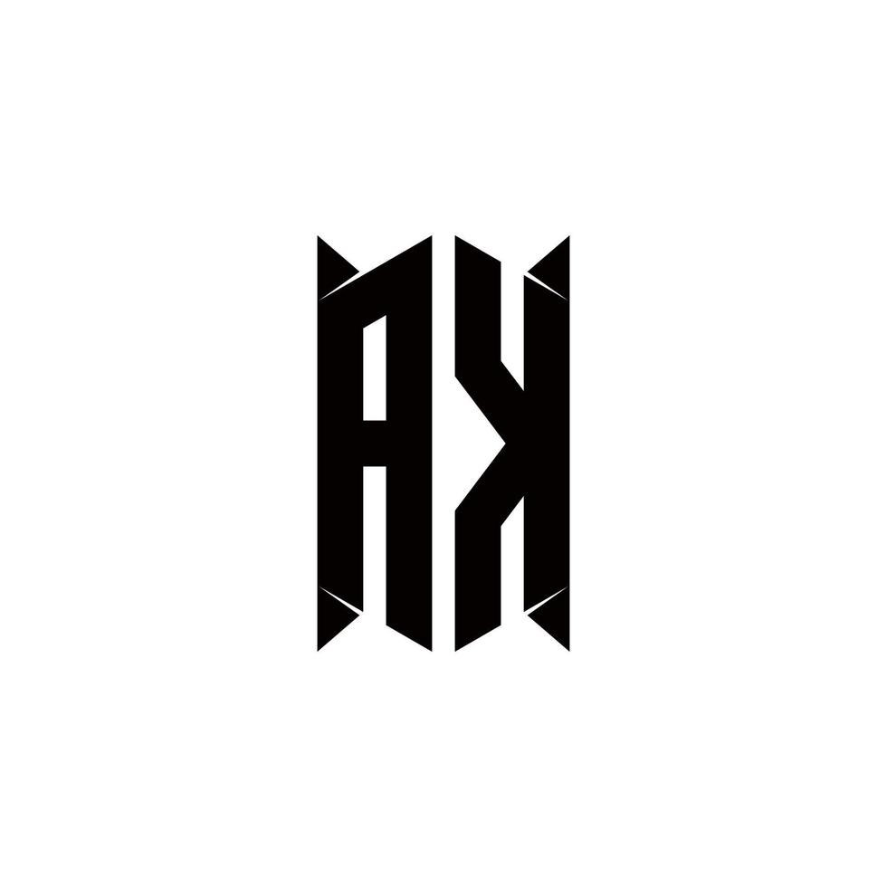 AK Logo monogram with shield shape designs template vector