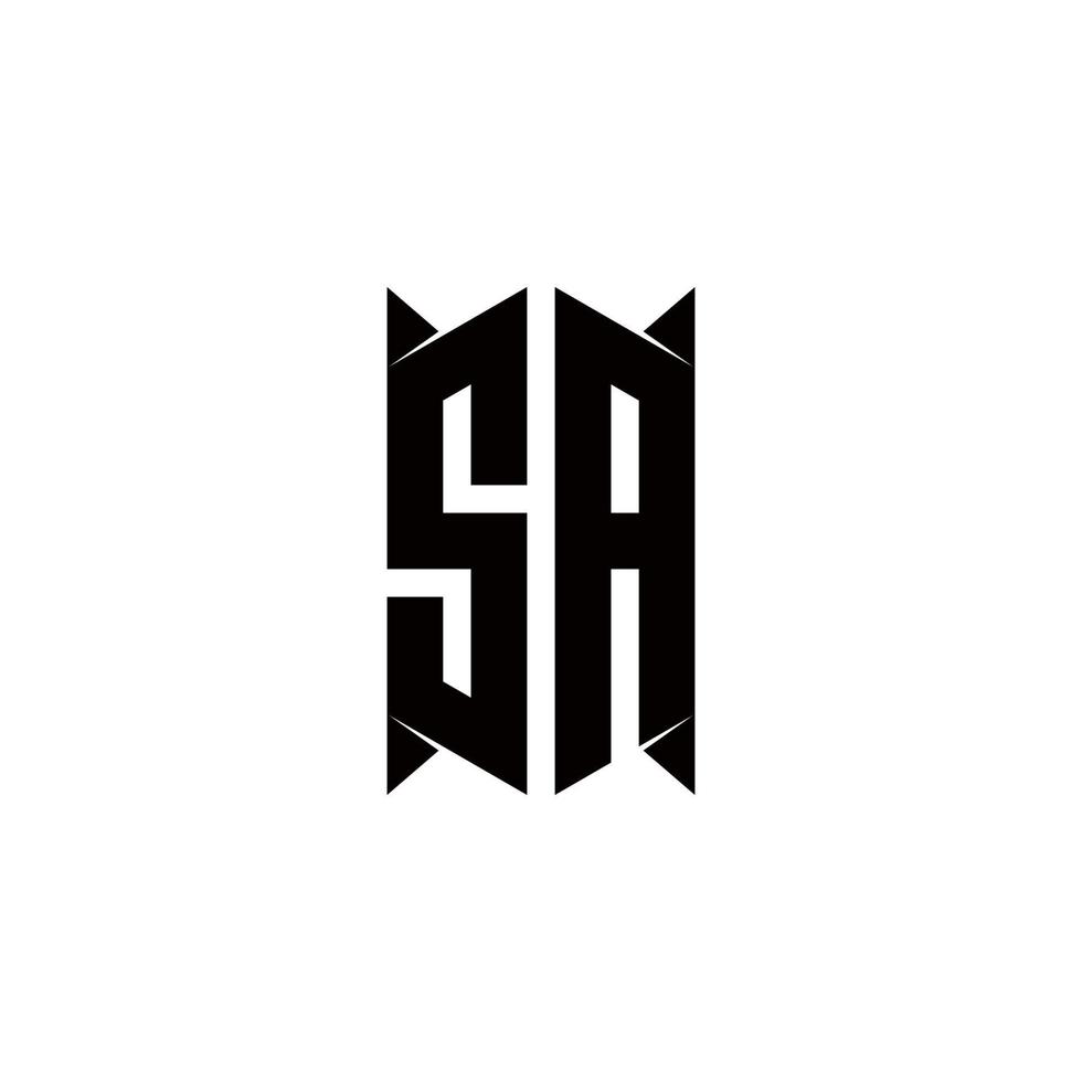 SA Logo monogram with shield shape designs template vector