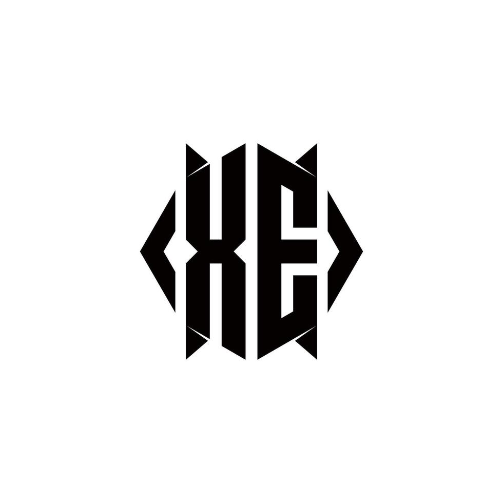 XE Logo monogram with shield shape designs template vector