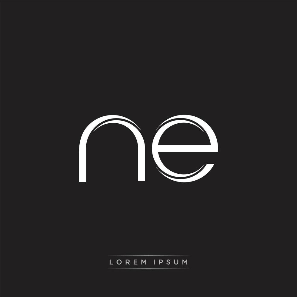 NE Initial Letter Split Lowercase Logo Modern Monogram Template Isolated on Black White vector