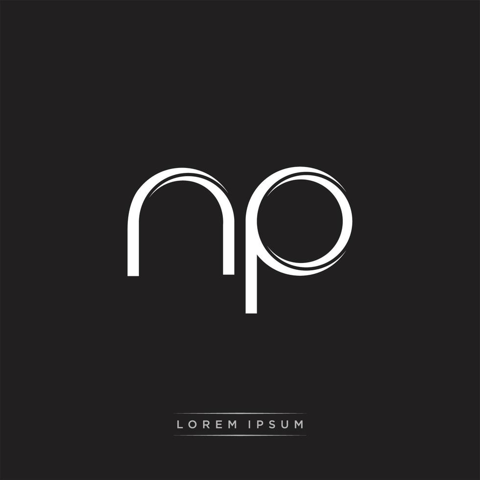 NP Initial Letter Split Lowercase Logo Modern Monogram Template Isolated on Black White vector