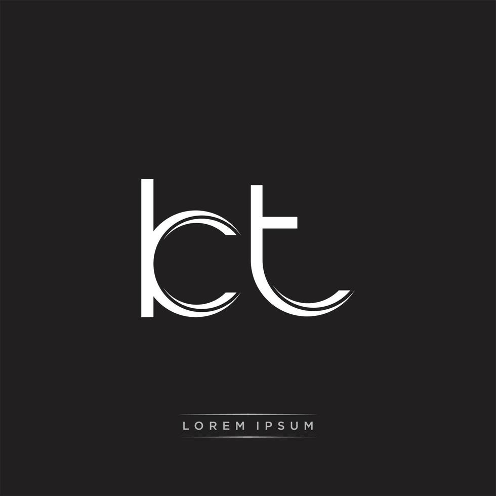 KT Initial Letter Split Lowercase Logo Modern Monogram Template Isolated on Black White vector