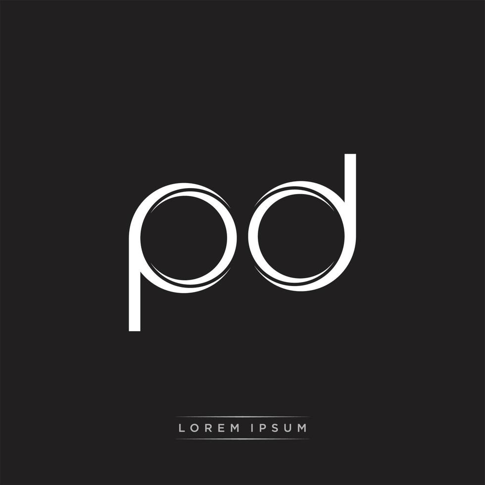 PD Initial Letter Split Lowercase Logo Modern Monogram Template Isolated on Black White vector