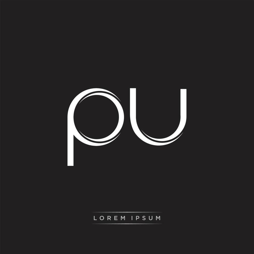 PU Initial Letter Split Lowercase Logo Modern Monogram Template Isolated on Black White vector