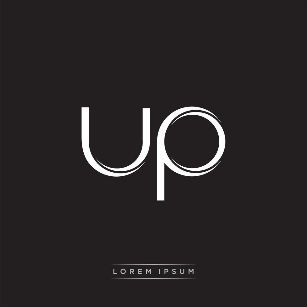 UP Initial Letter Split Lowercase Logo Modern Monogram Template Isolated on Black White vector