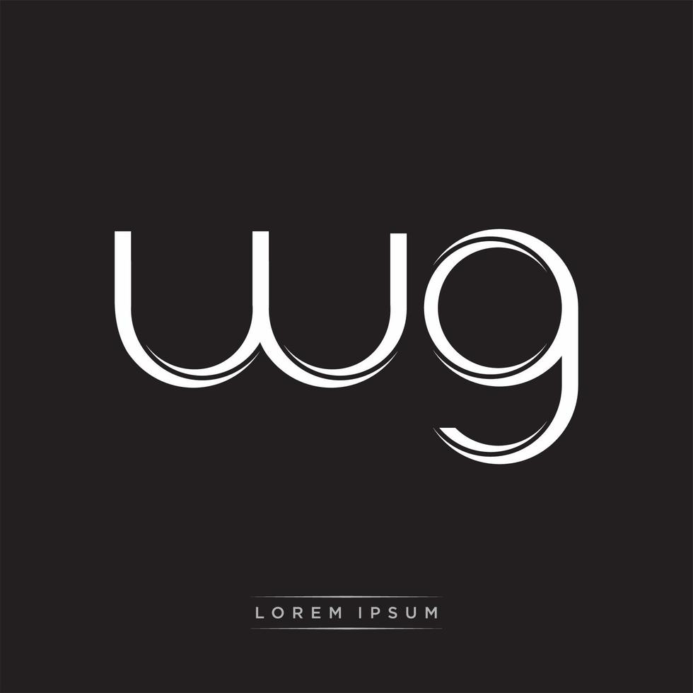 WG Initial Letter Split Lowercase Logo Modern Monogram Template Isolated on Black White vector