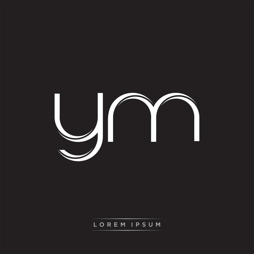 YM Initial Letter Split Lowercase Logo Modern Monogram Template Isolated on Black White vector