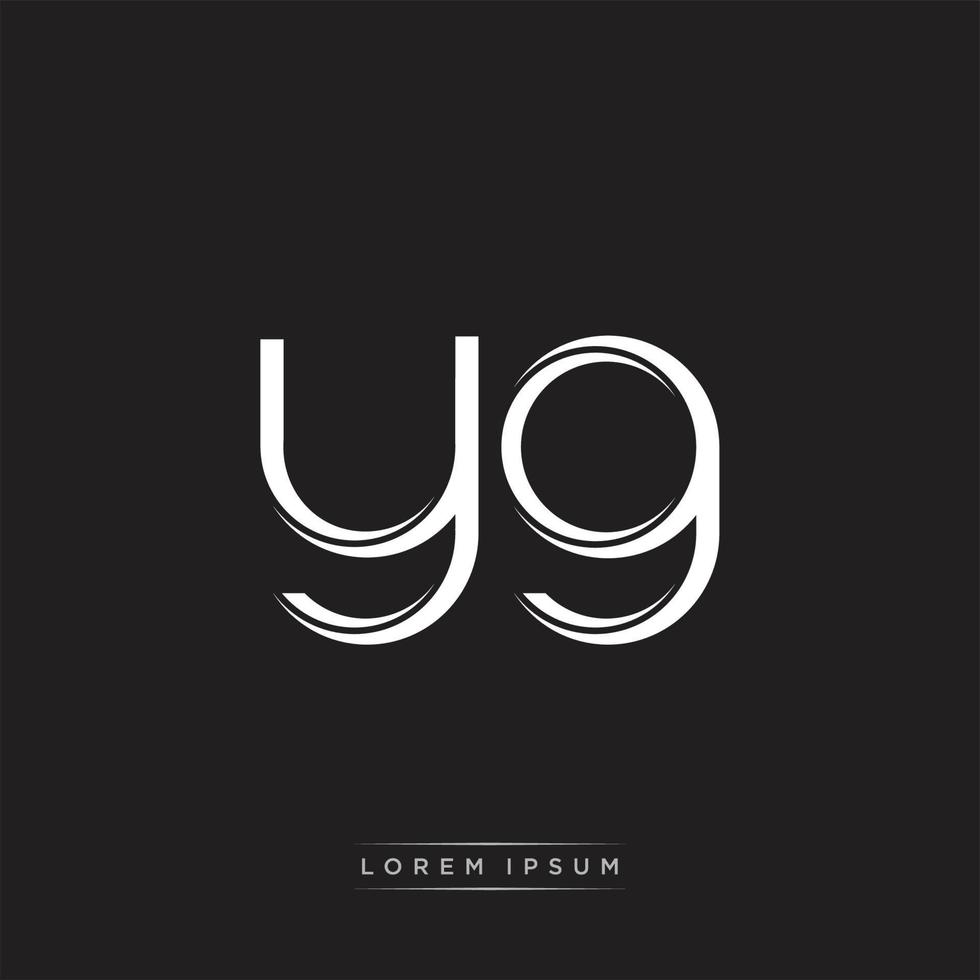 YG Initial Letter Split Lowercase Logo Modern Monogram Template Isolated on Black White vector