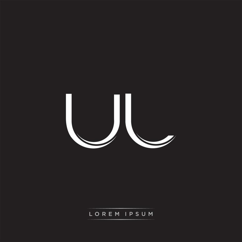 UL Initial Letter Split Lowercase Logo Modern Monogram Template Isolated on Black White vector
