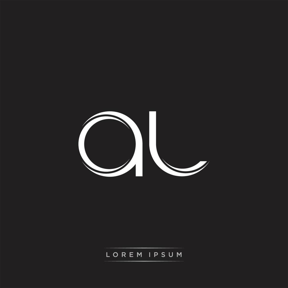 AL Initial Letter Split Lowercase Logo Modern Monogram Template Isolated on Black White vector