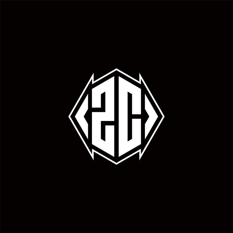 ZC Logo monogram with shield shape designs template vector