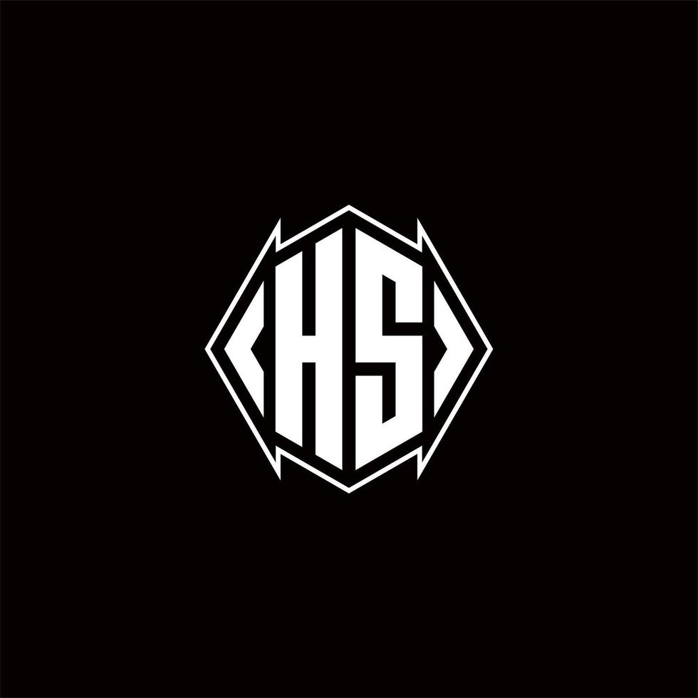 HS Logo monogram with shield shape designs template vector