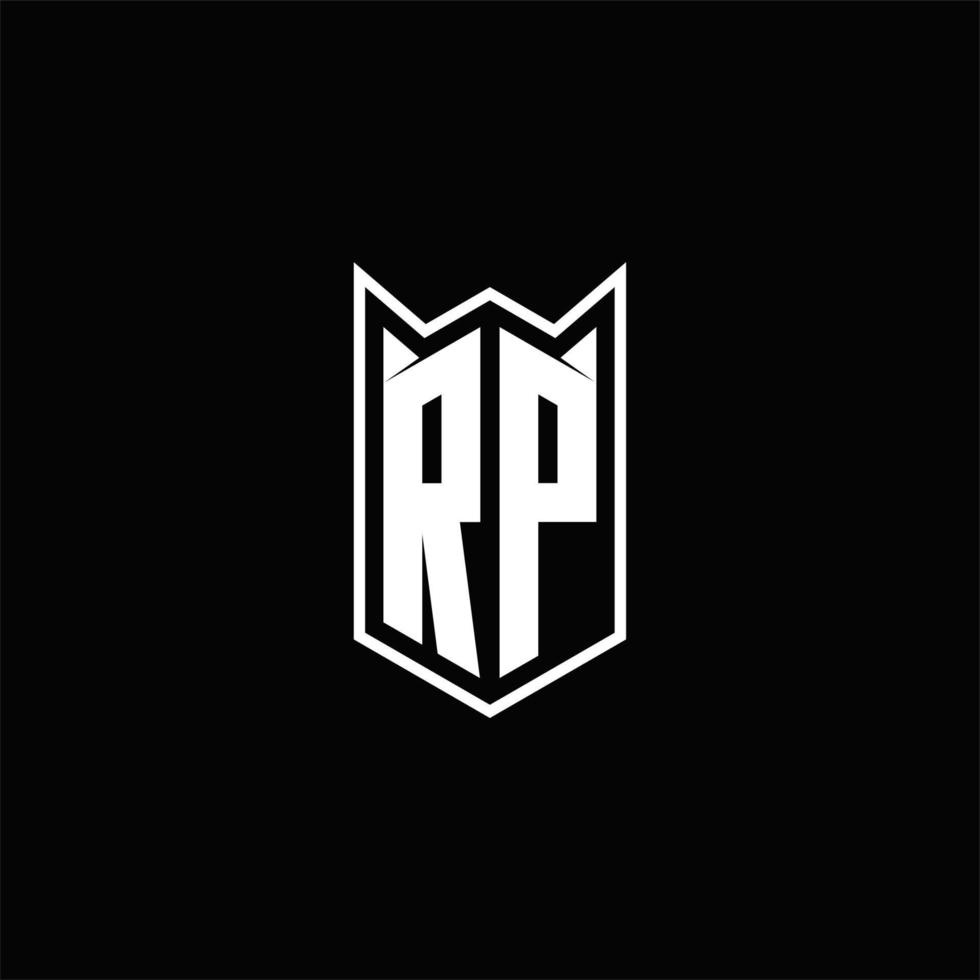 RP Logo monogram with shield shape designs template vector