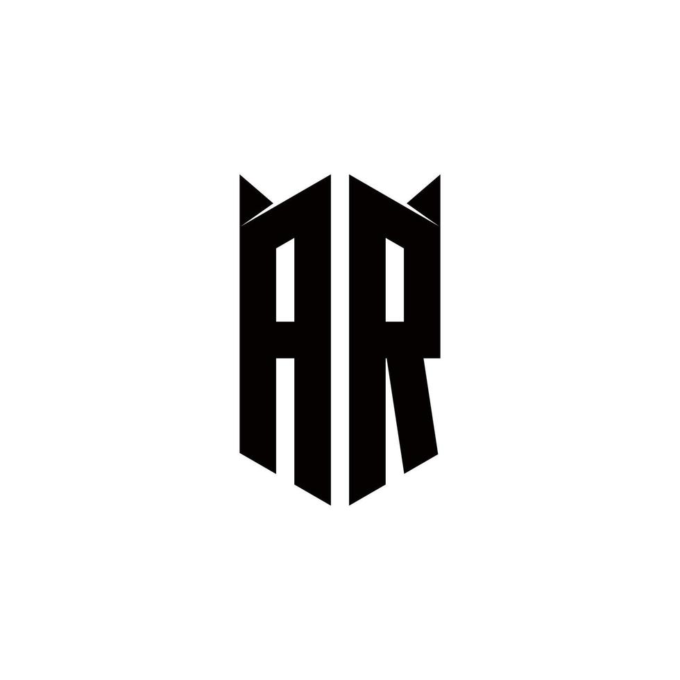 AR Logo monogram with shield shape designs template vector