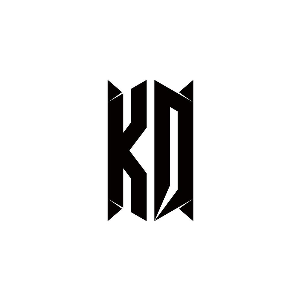 kq logo monograma con proteger forma diseños modelo vector