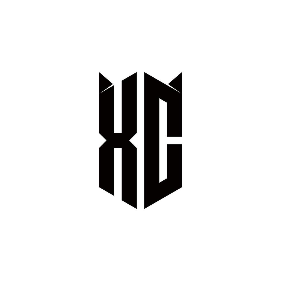 XC Logo monogram with shield shape designs template vector