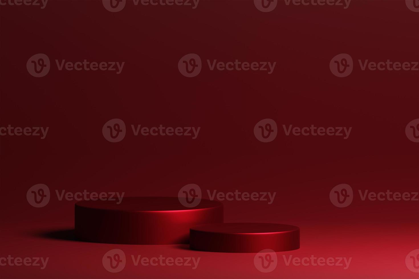 3d render elegant product display podium on red background photo