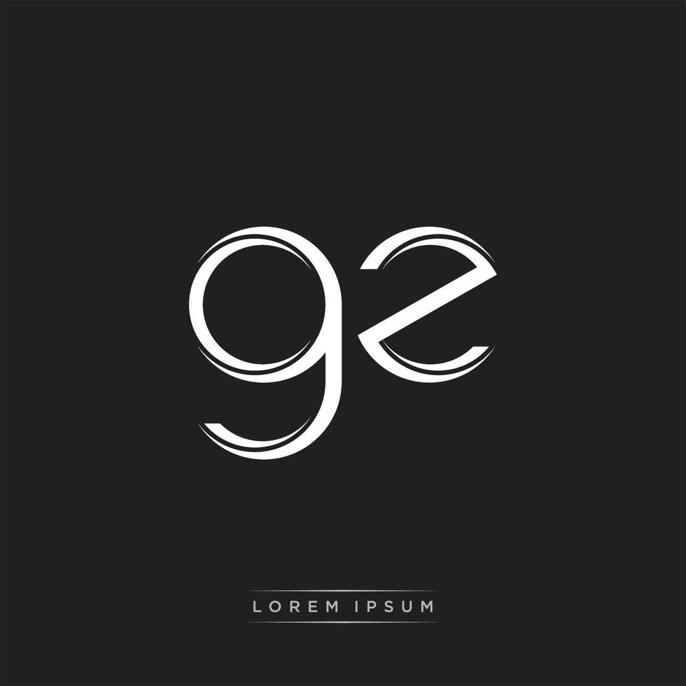 GZ Initial Letter Split Lowercase Logo Modern Monogram Template Isolated on Black White vector