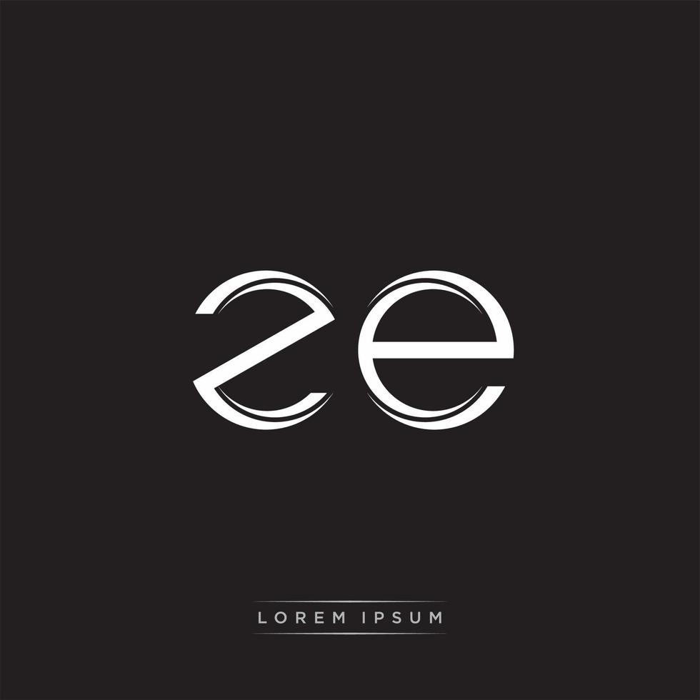 ZE Initial Letter Split Lowercase Logo Modern Monogram Template Isolated on Black White vector