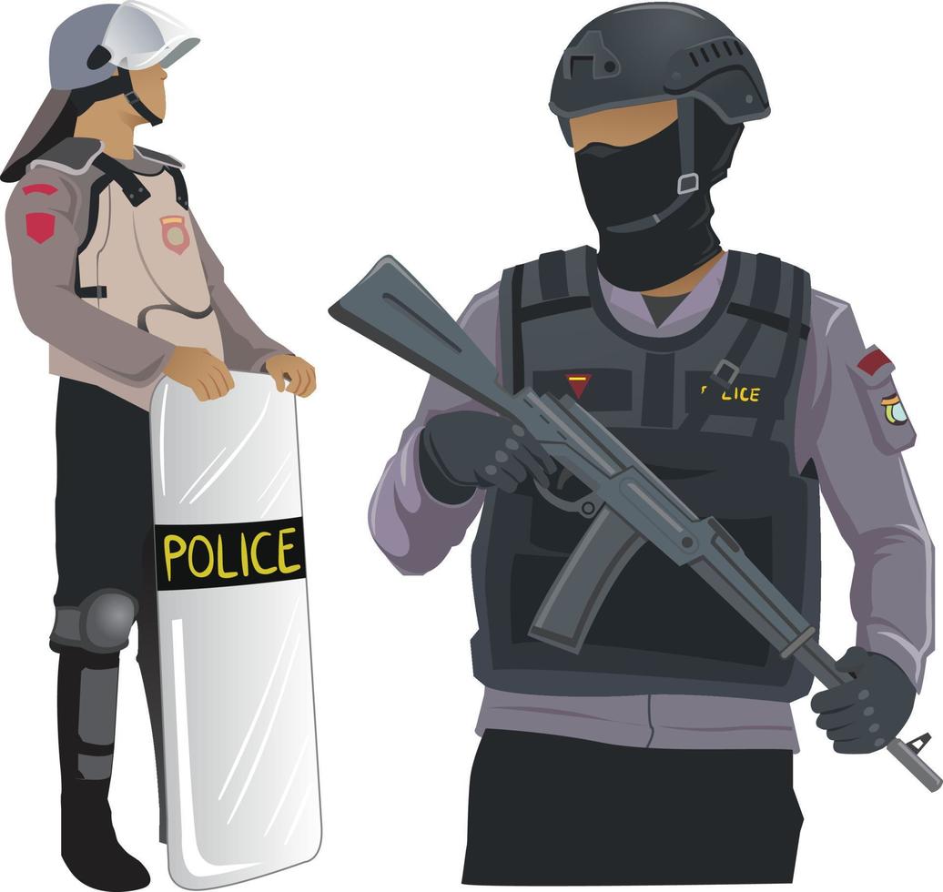 ilustración de anti alboroto policía vector