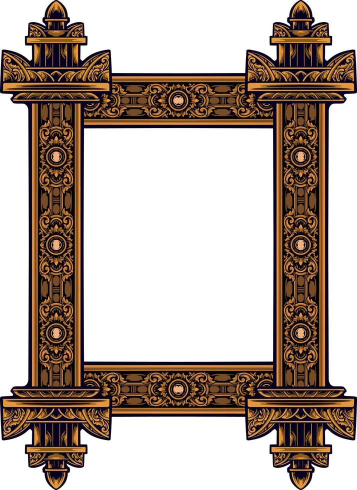 classic style frame vector design with fancy carved ornament