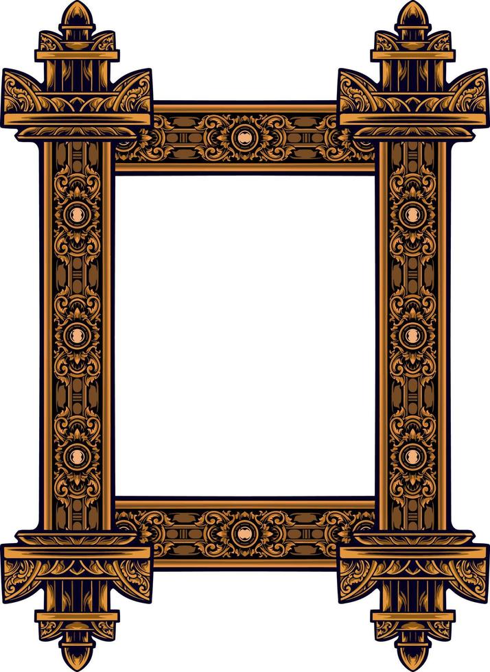 classic style frame vector design with fancy carved ornament