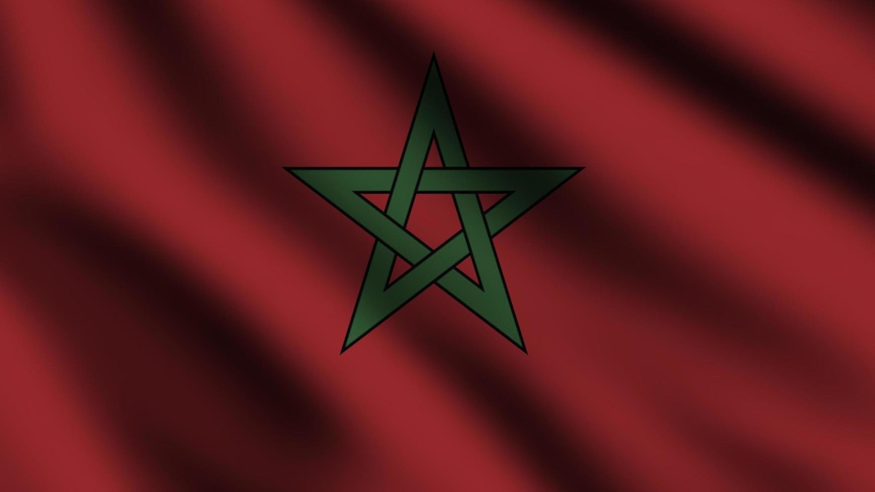 Morocco flag blowing in the wind. Full page flying flag. 3d illustration photo