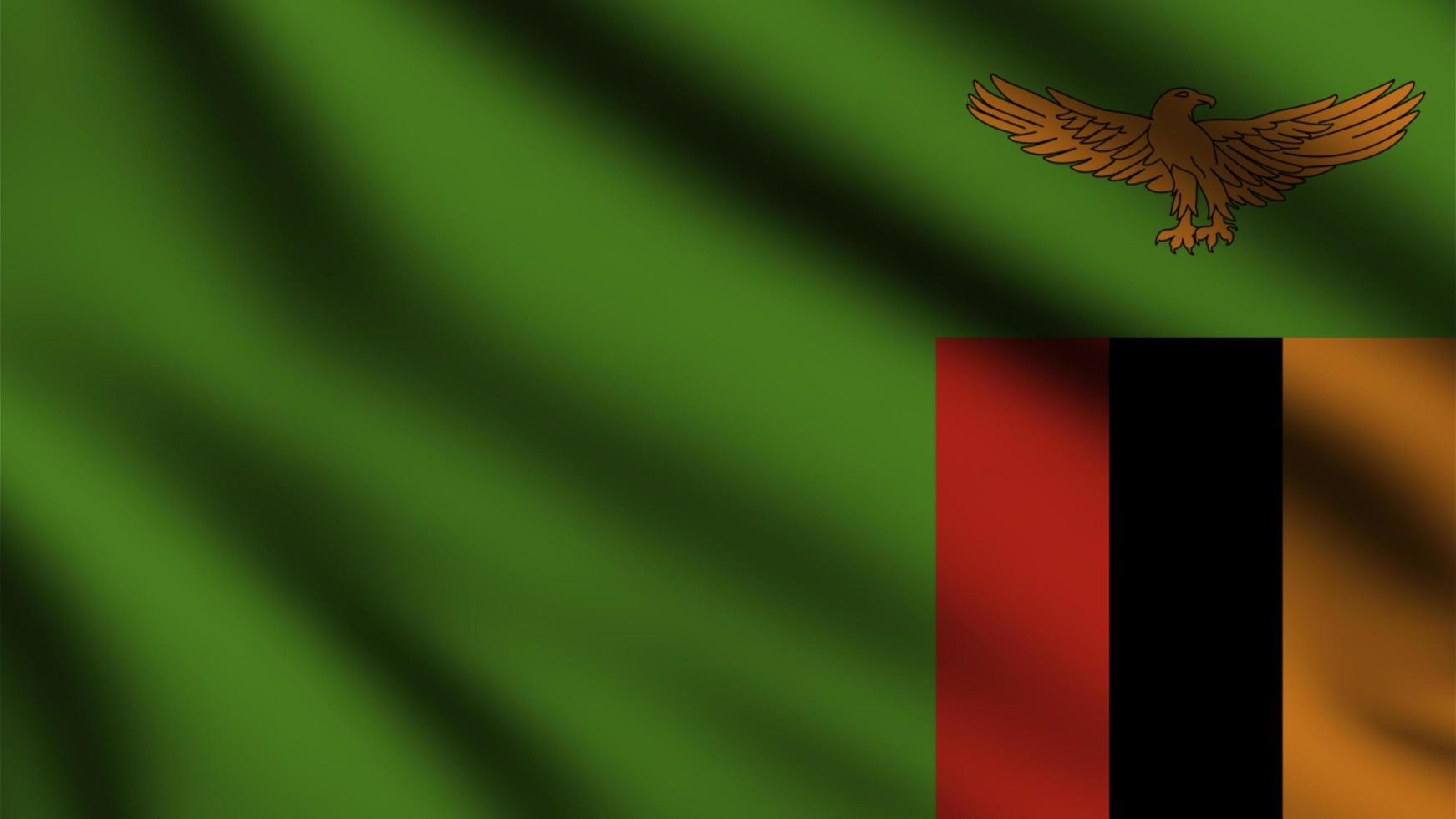 Zambia flag waving in the wind with 3d style background photo