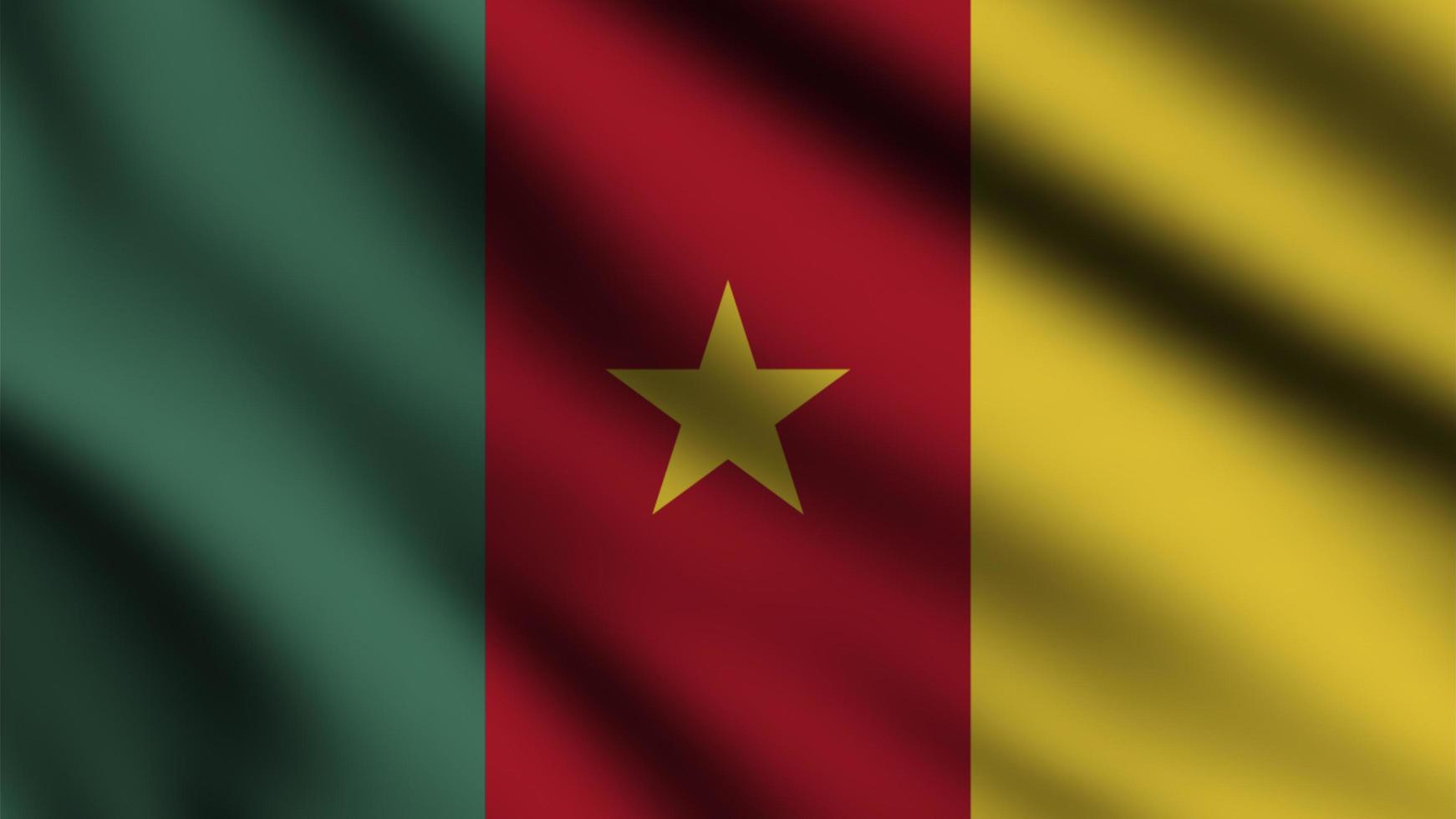 Cameroon flag waving in the wind with 3d style background photo