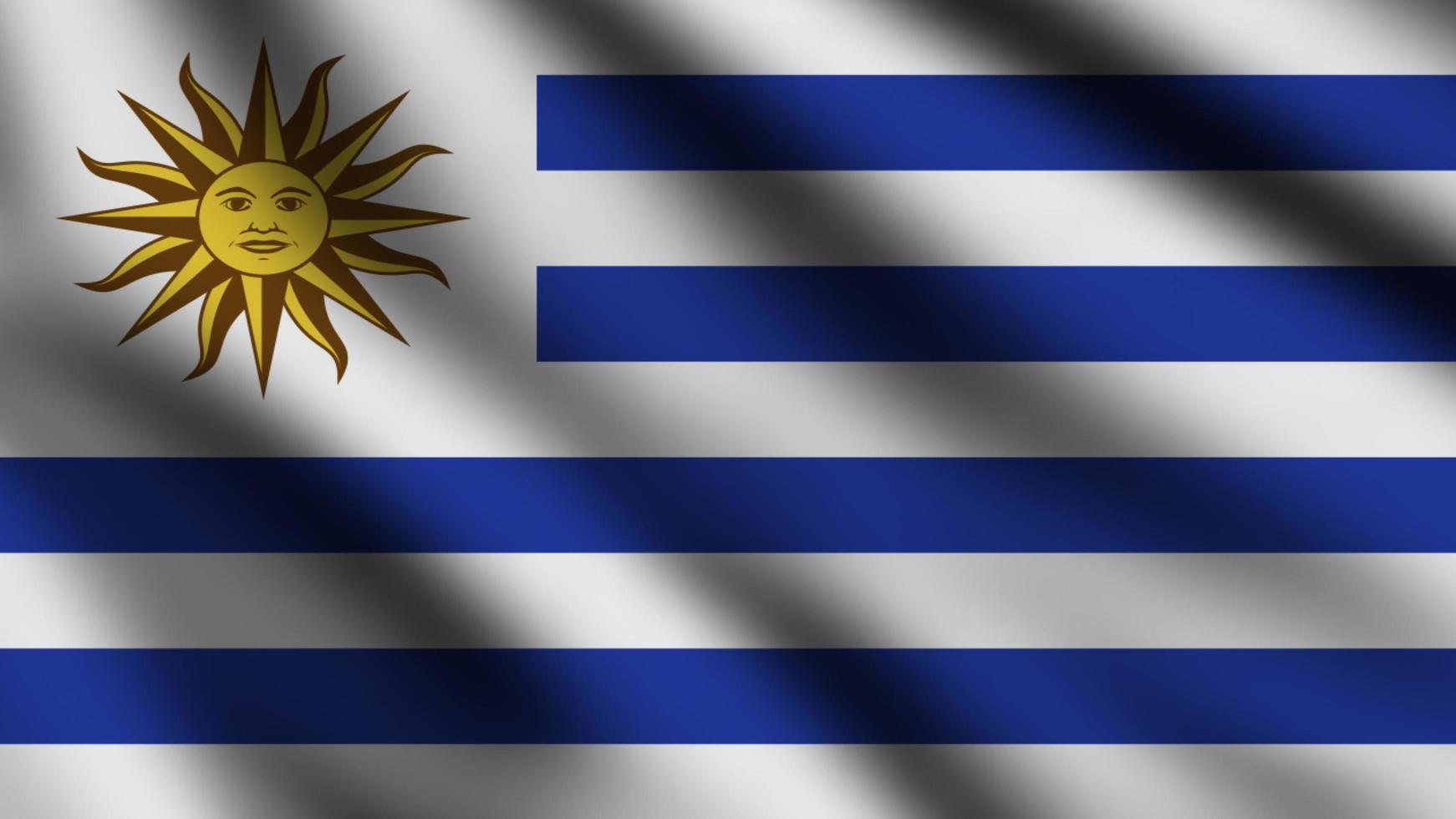 Uruguay flag blowing in the wind. Full page flying flag. 3d illustration photo