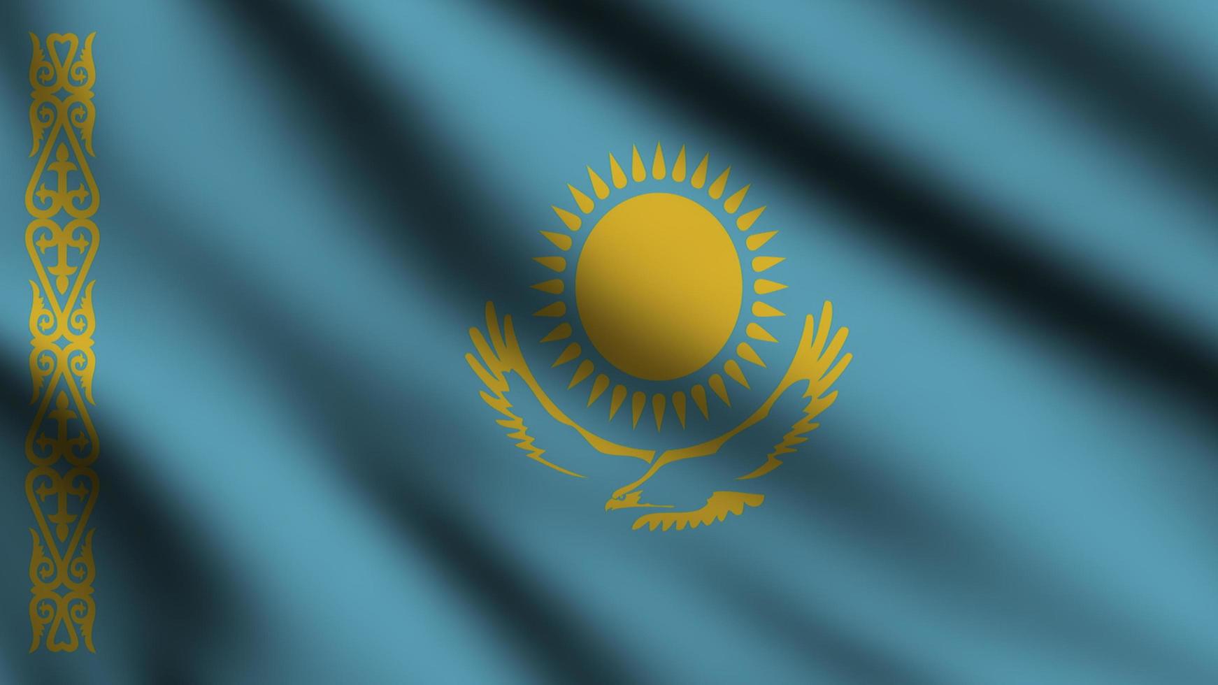 Kazakhstan flag blowing in the wind. Full page flying flag. 3d illustration photo