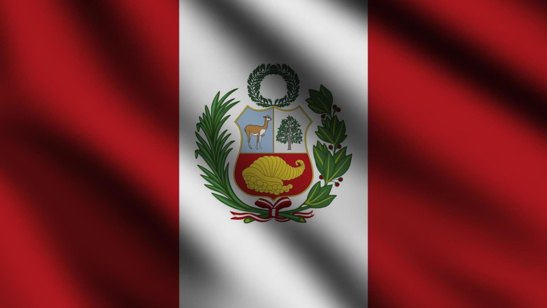 Peru flag blowing in the wind. Full page flying flag. 3d illustration photo