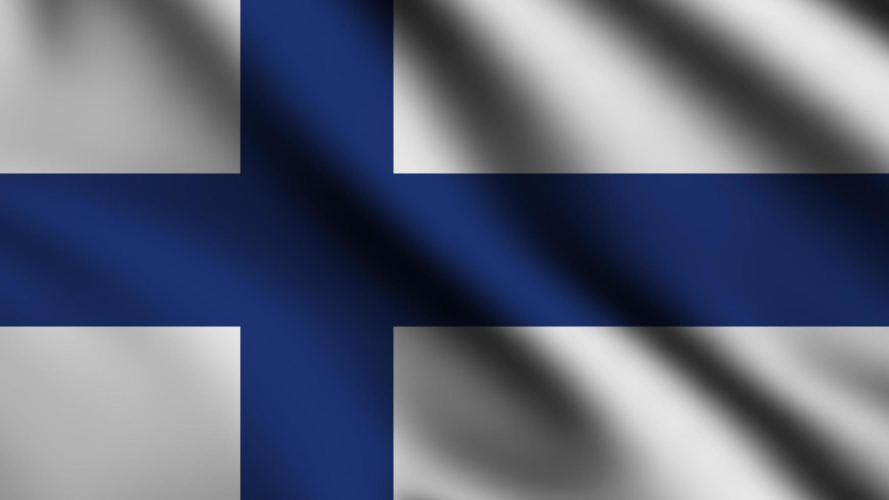 Finland flag waving in the wind with 3d style background photo