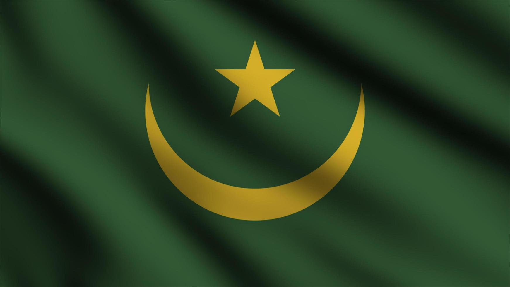 Mauritania flag waving in the wind with 3d style background photo