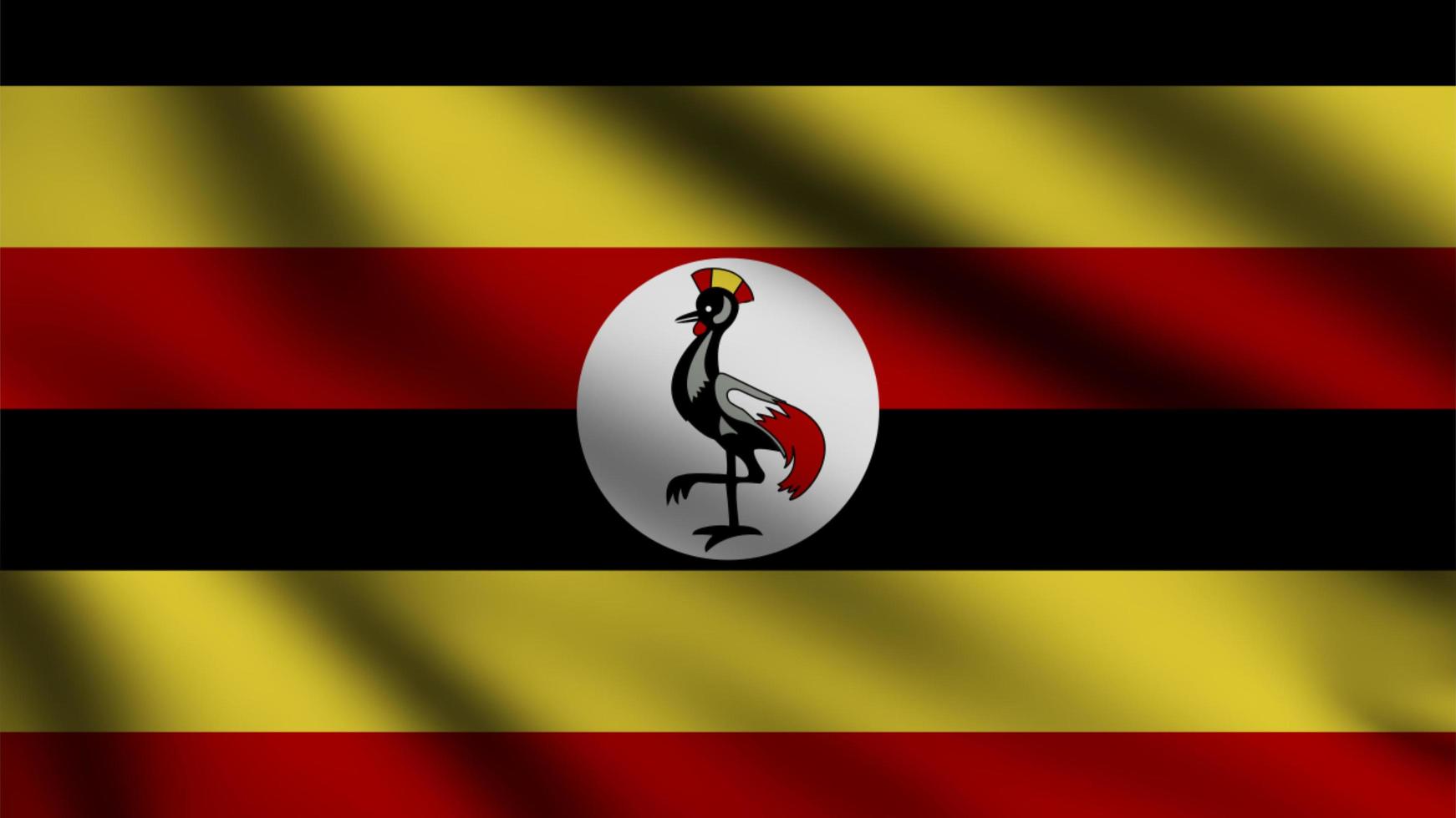 Uganda flag waving in the wind with 3d style background photo