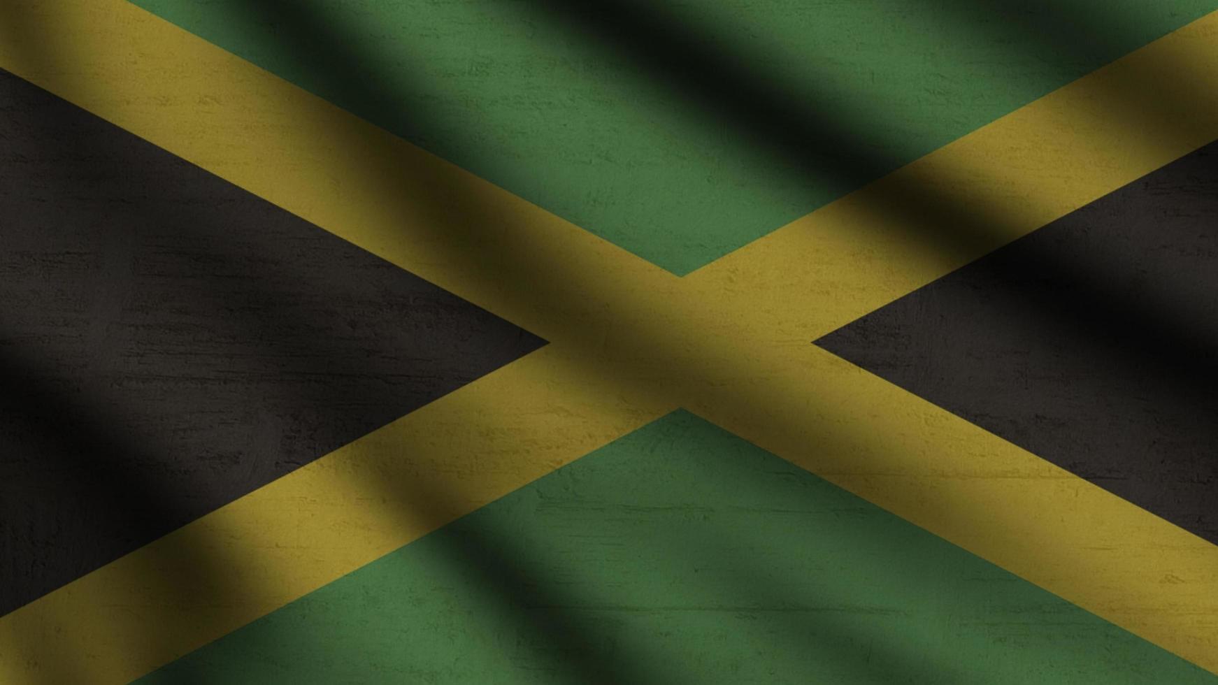 jamaica flag waving in the wind with 3d style background photo