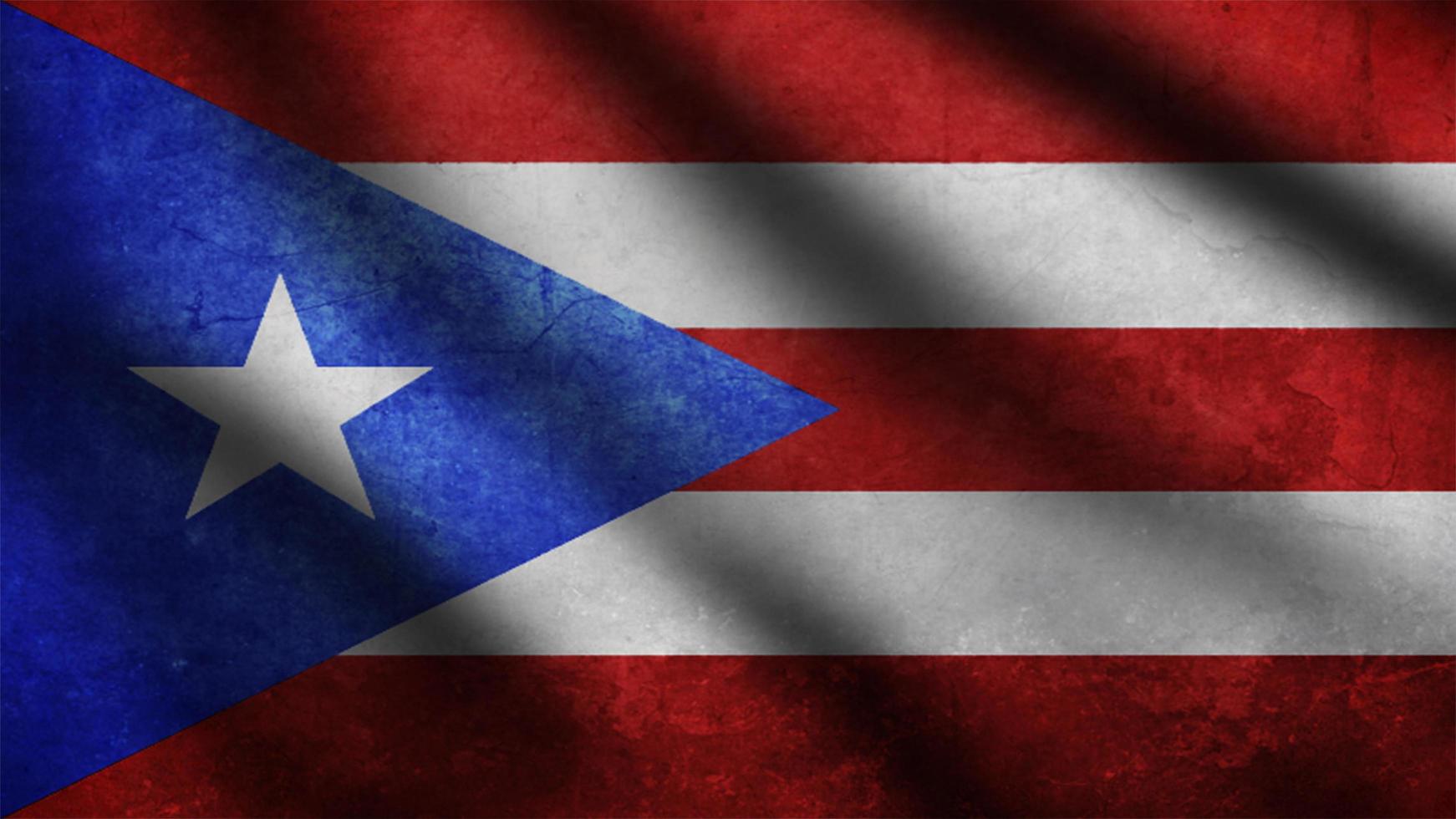 Puerto Rico flag blowing in the wind. Full page flying flag. 3d illustration photo