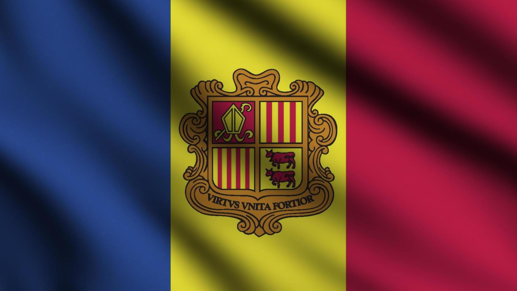 Andorra flag waving in the wind with 3d style background photo