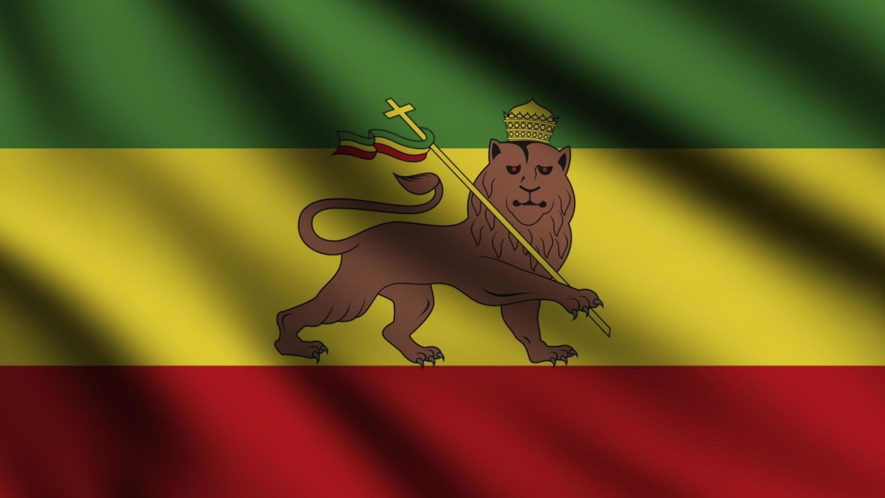 Ethiopia flag waving in the wind with 3d style background photo