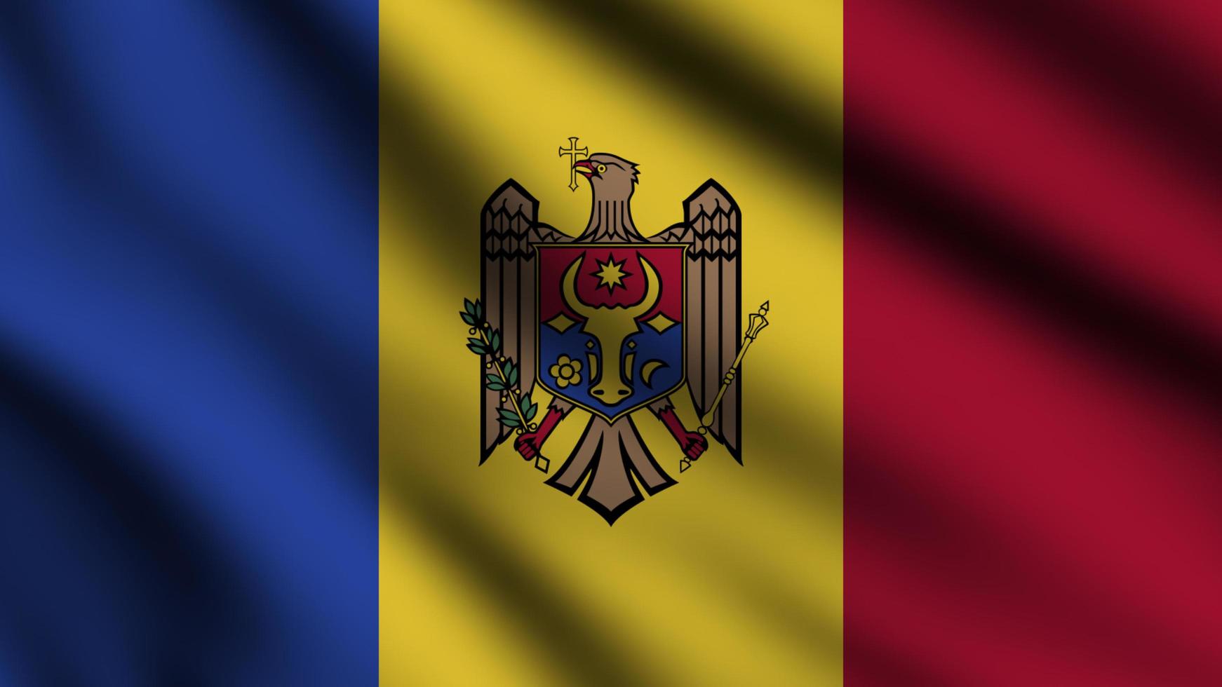 Moldova flag waving in the wind with 3d style background photo