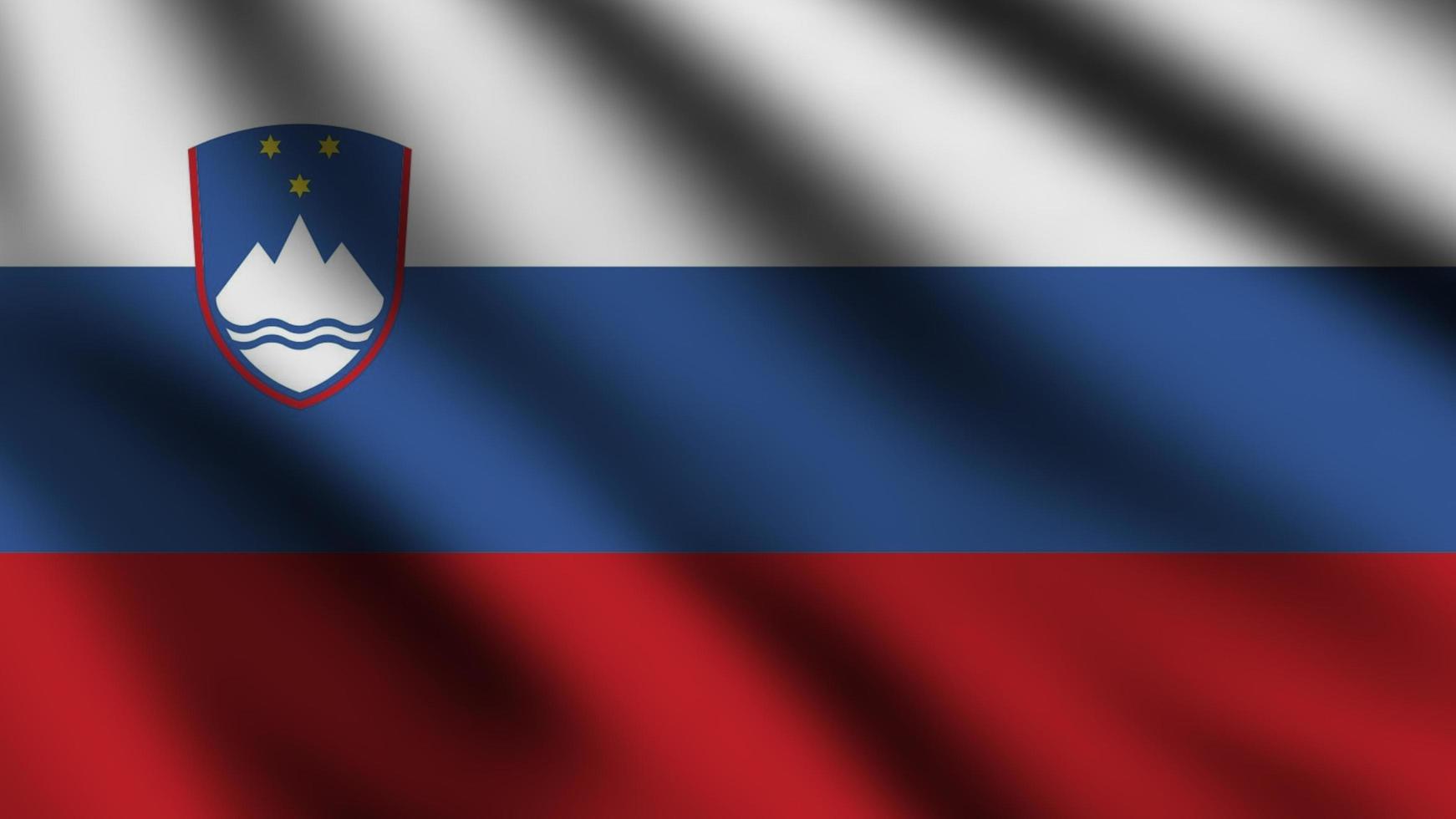 Slovenia flag blowing in the wind. Full page flying flag. 3d illustration photo