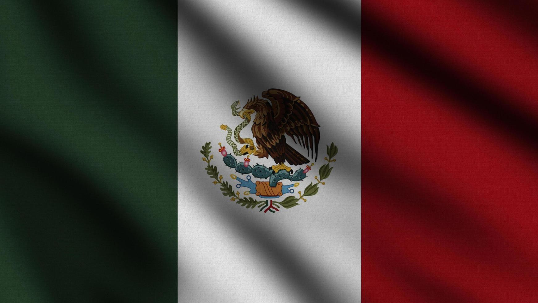 Mexico flag blowing in the wind. Full page flying flag. 3d illustration photo