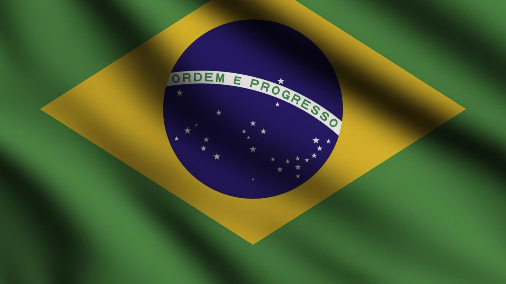Brazil flag waving in the wind with 3d style background photo